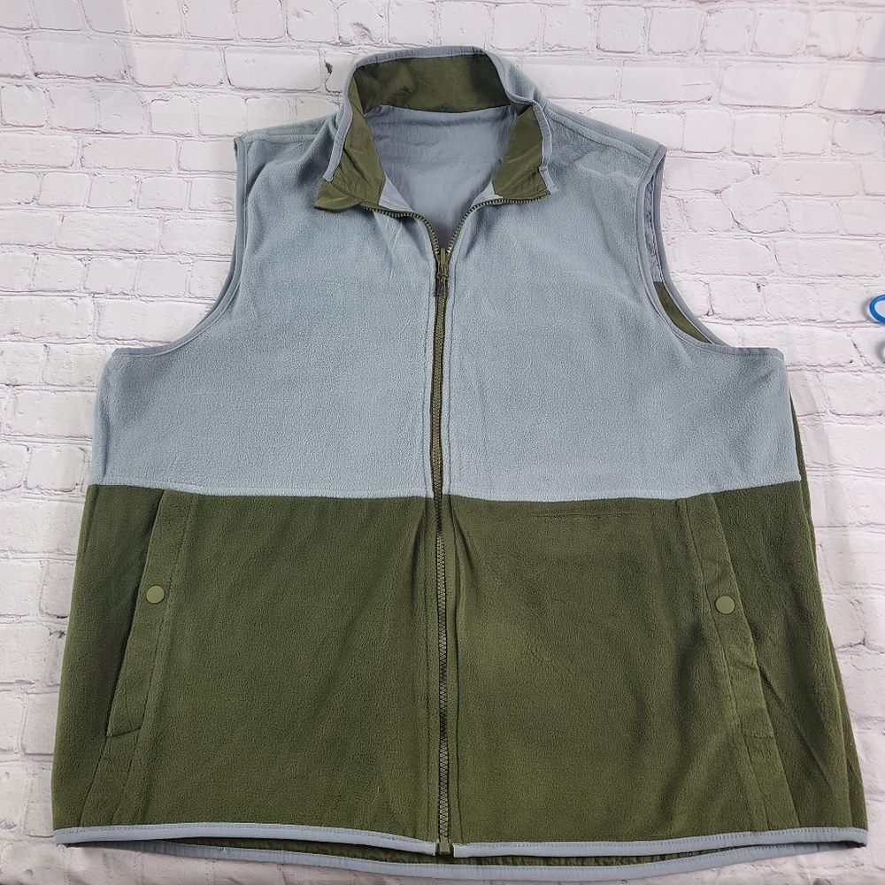 Bonobos Fielder Reversable Fleece Vest Green Blue XL